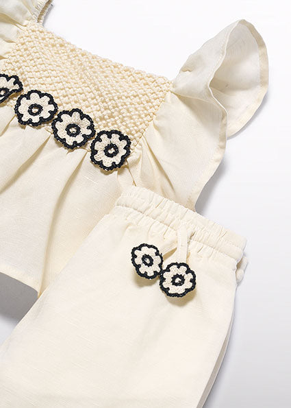 Conjunto bermuda apliques crochet