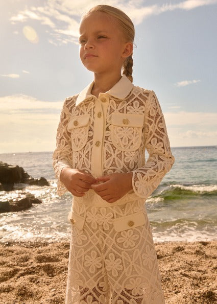 Traje pantalón culotte guipiur