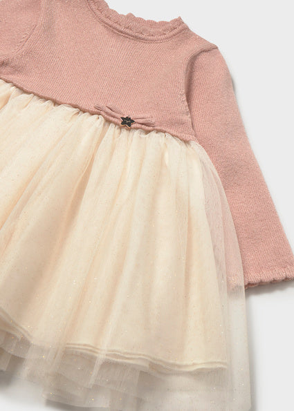 Vestido combinado tricot y tul