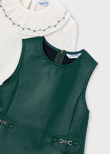 Vestido pu combinado