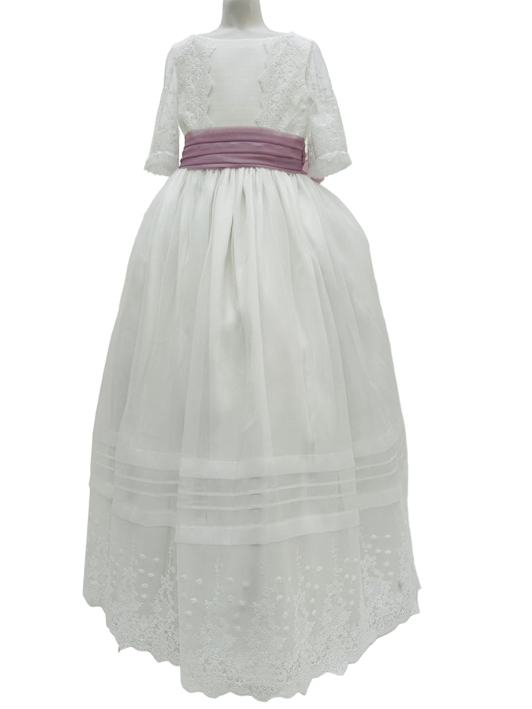 Vestido español gasa con tira bordada