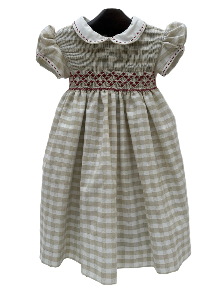 Vestido punto smock manga corta