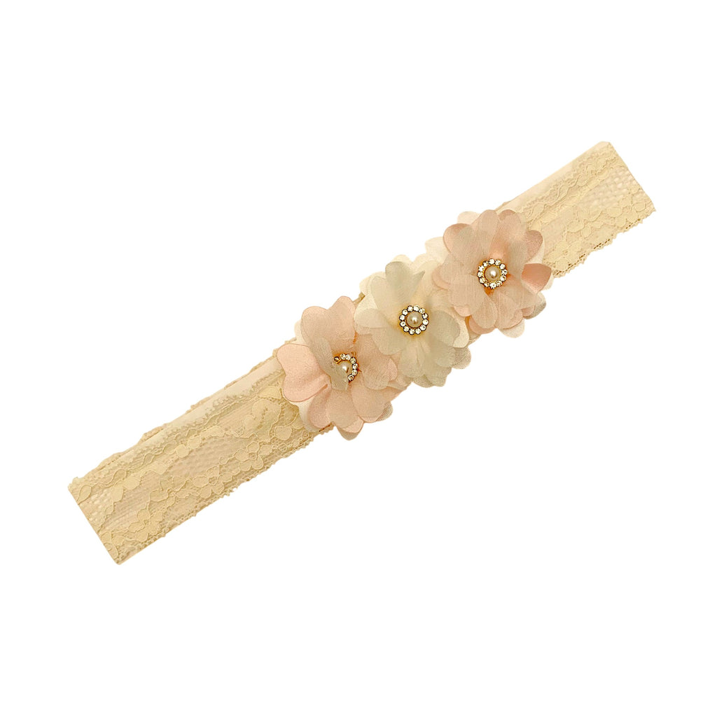 Tiara de encaje delgado de 3 florecitas