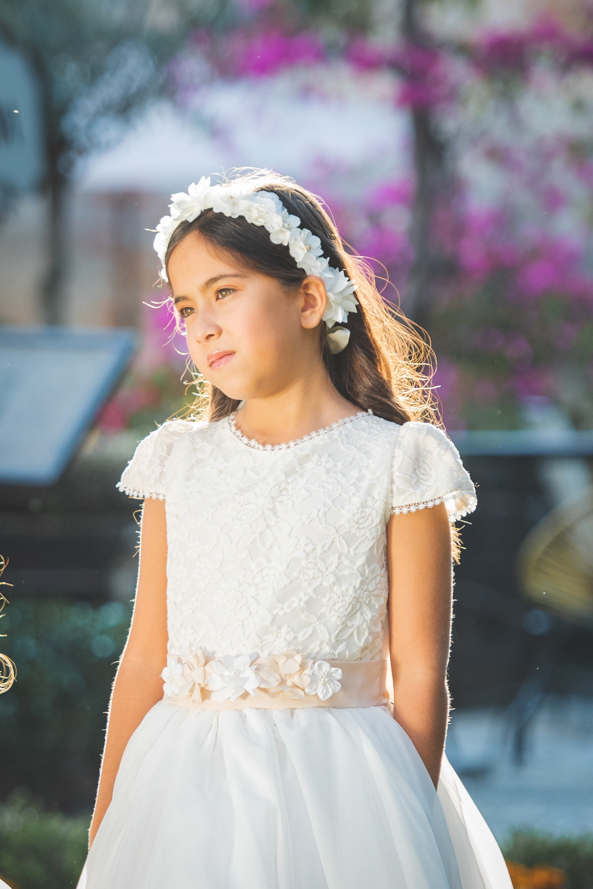 Vestido comunión peto encaje algodón – Bámbola Moda Infantil